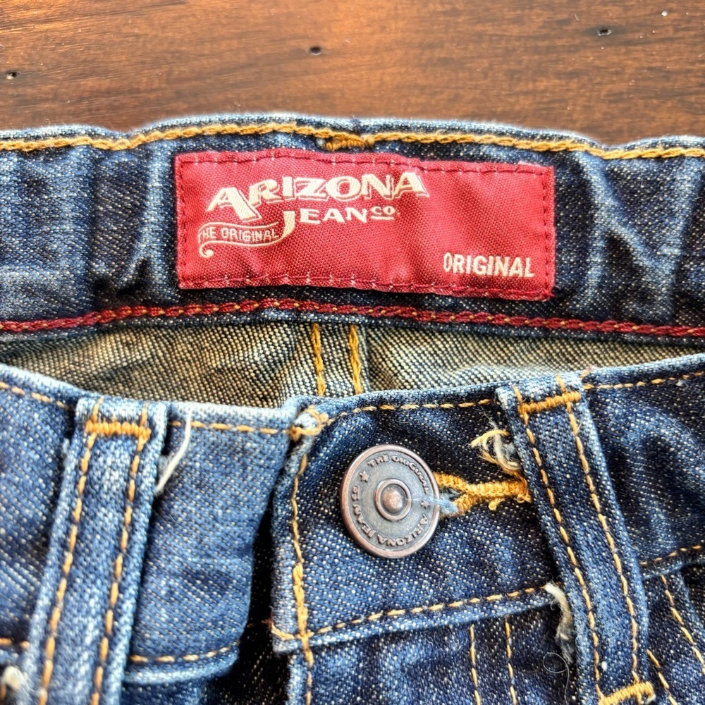 Arizona Boy's Youth Size 8 Slim Adjustable Waist Denim Blue Jeans - Picture 3 of 6